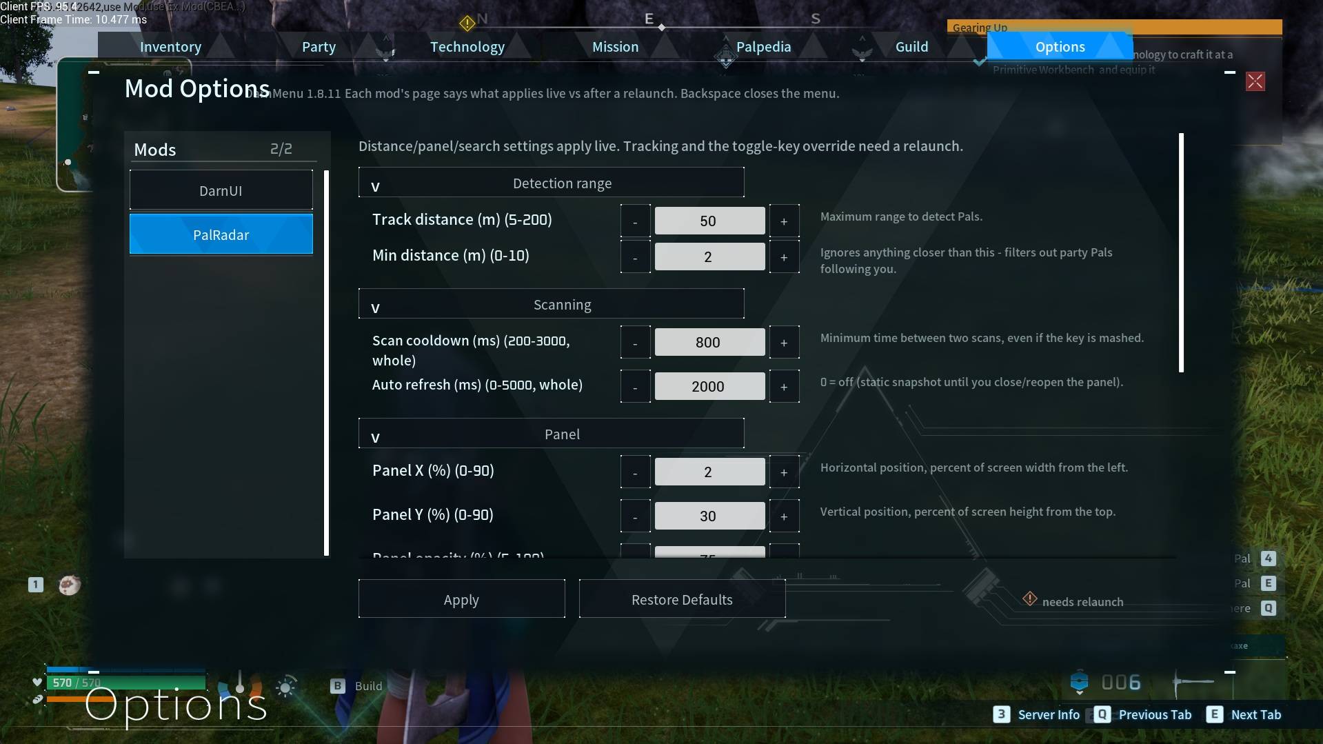 Darn Menu settings (v0.4)