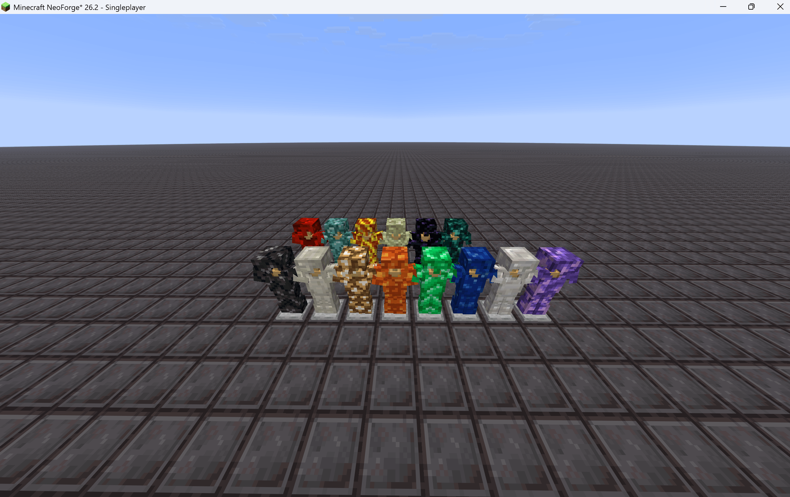 Thumbnail A showcase of Blockforged’s material-based armor sets, each with its own colors, attributes, and traits for different playstyles.