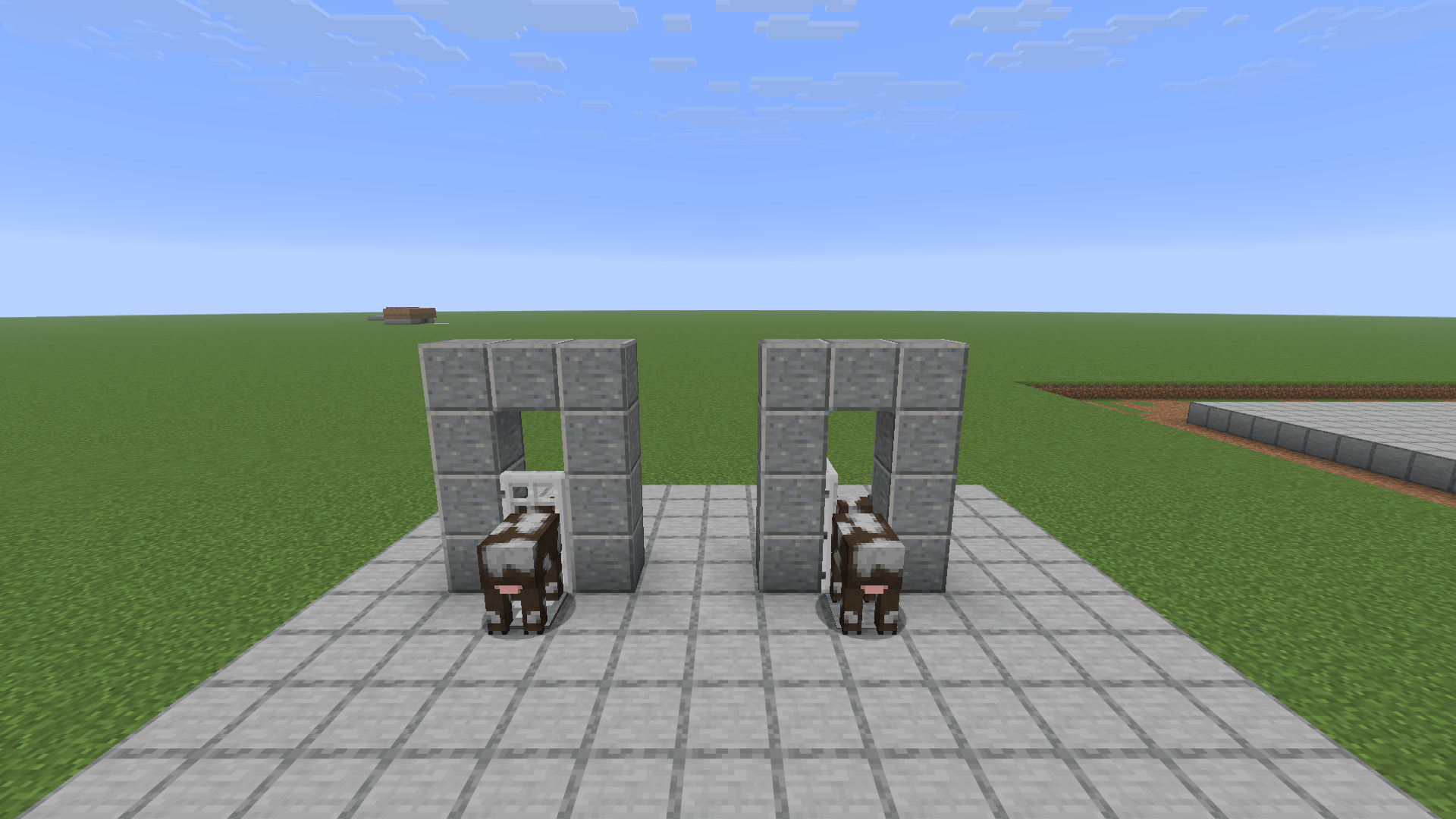 Two doors, two cows. The vanilla plate opens its door and the player plate does not.