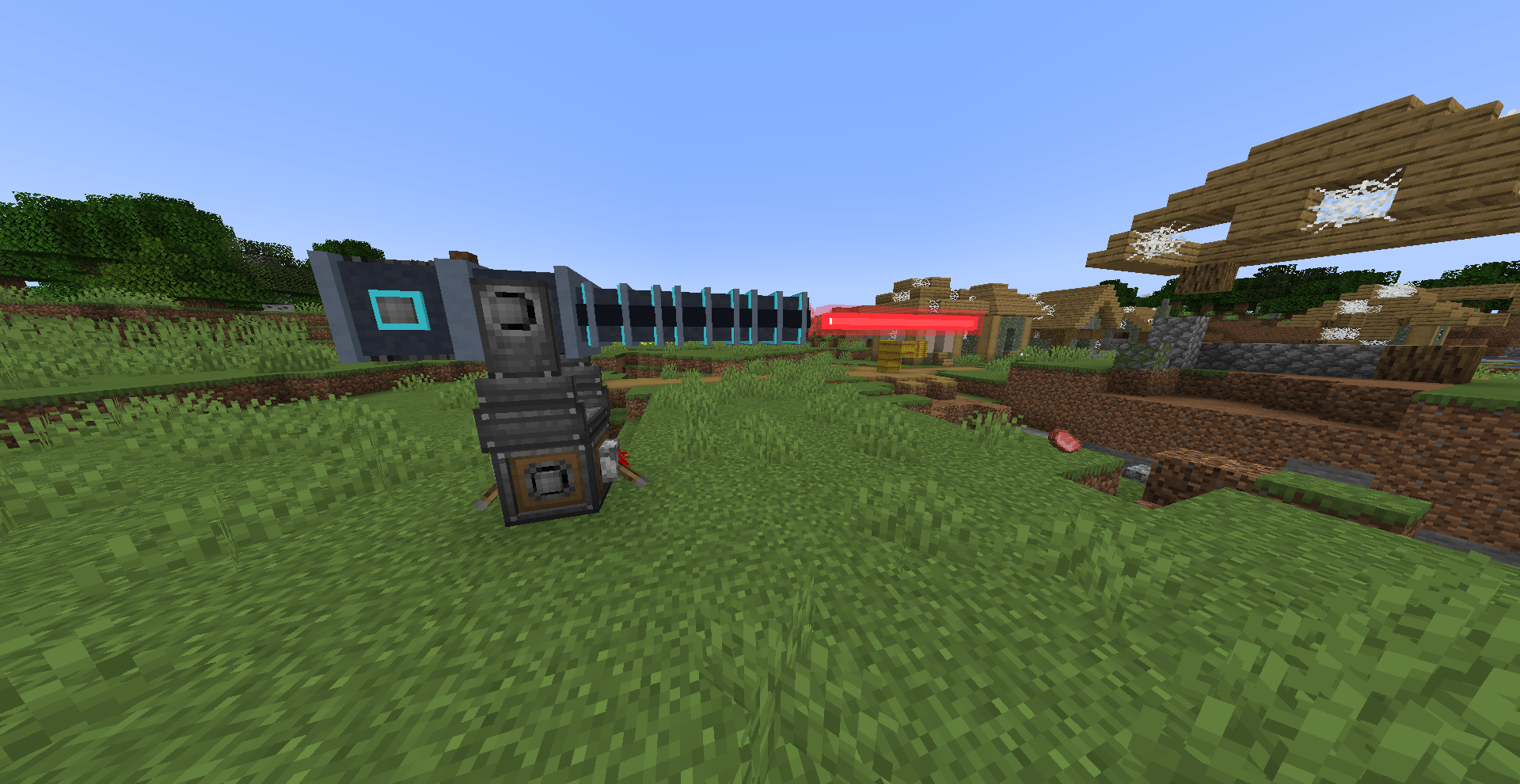 Thumbnail An assembled heavy energy cannon on a CBC mount, firing red ammunition. Stellar Cannons 0.3.5.