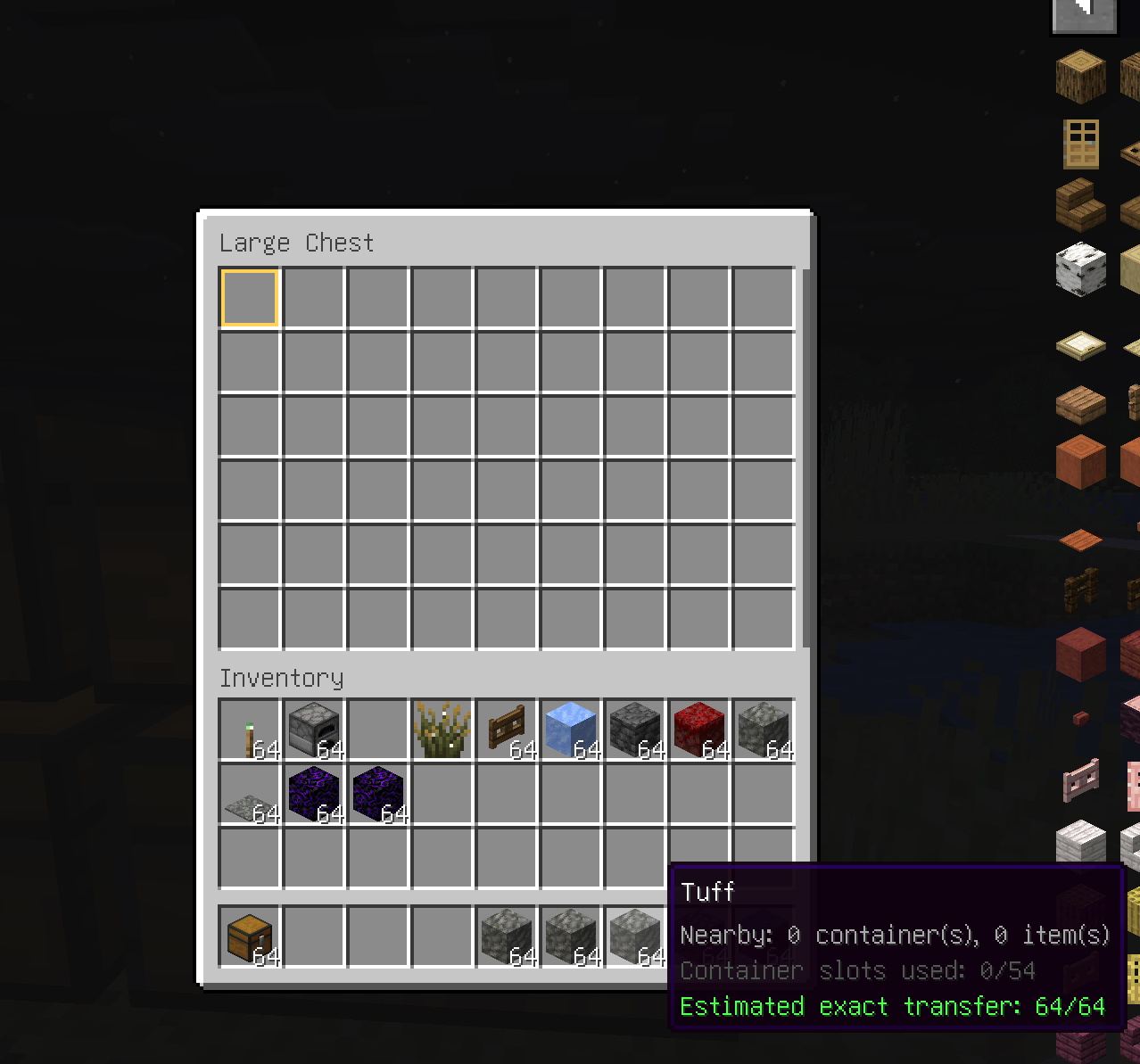 Thumbnail Preview where an item can be stored and quickly deposit it into a nearby matching container.