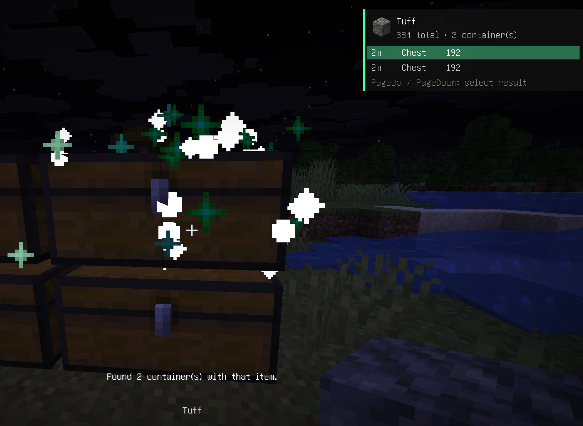 Thumbnail Matching containers are highlighted directly in the world, making stored items easy to locate at a glance.