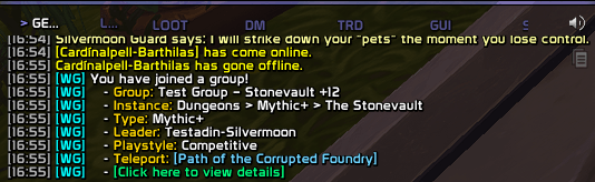 Chat message with clickable link