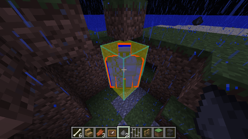 Blue model overlay, red custom outline, cyan hitbox outline (increased line width) and yellow hitbox overlay.