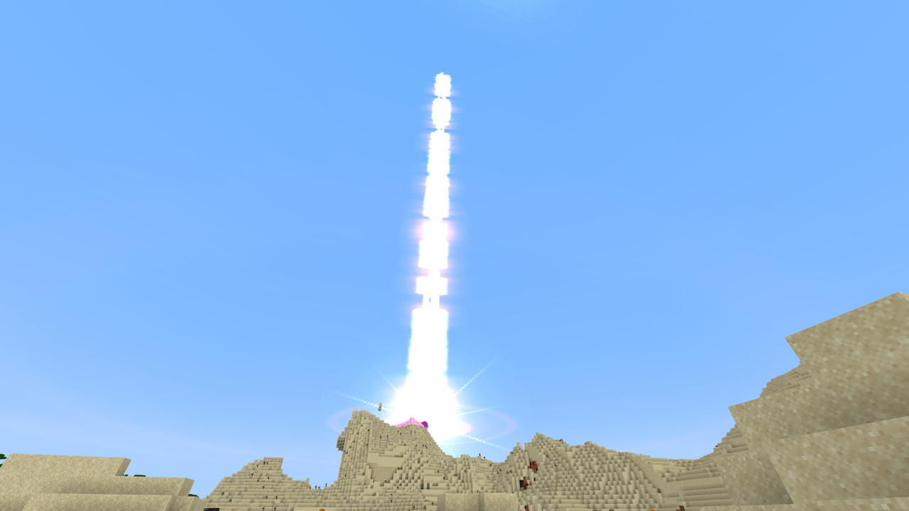 The full-power Extinction beam coming down on the desert.