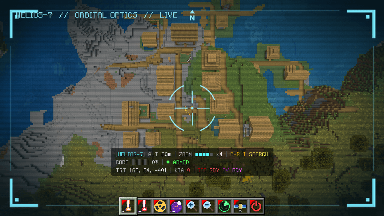 Lining up a village in the Targeting Terminal, seconds before the strike.