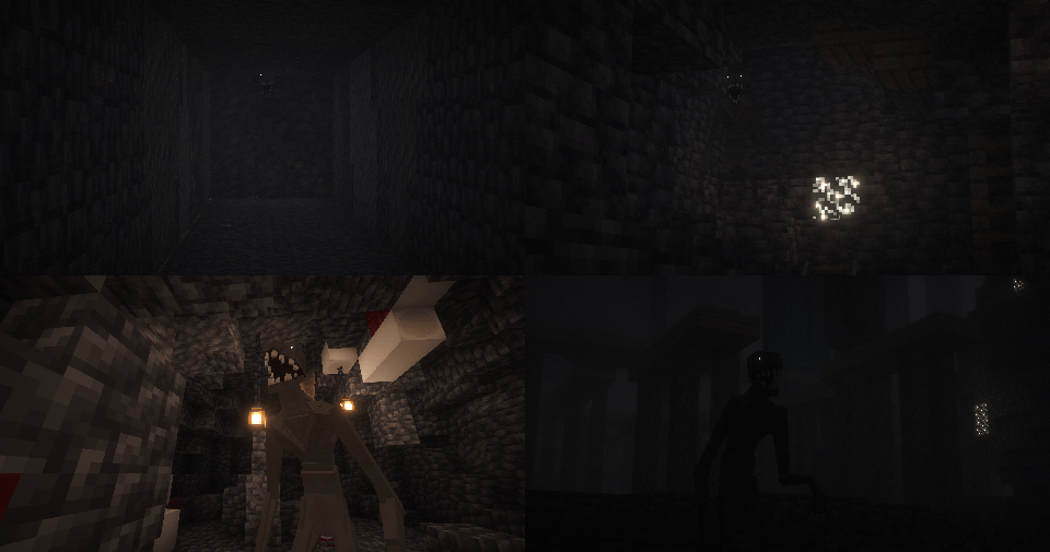 A collage of Cave Dweller encounters from structures and in the wild