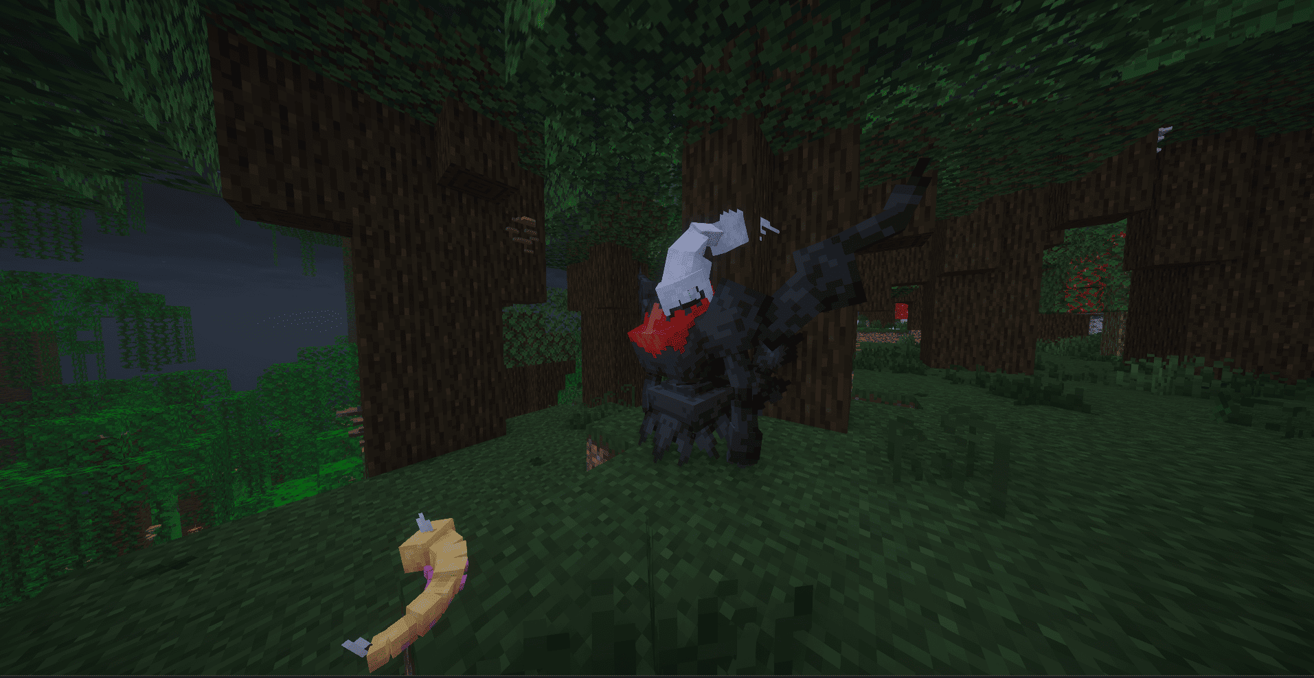 Thumbnail Darkrai standing menacingly in a Dark Forest(And interacting with a Weedle).