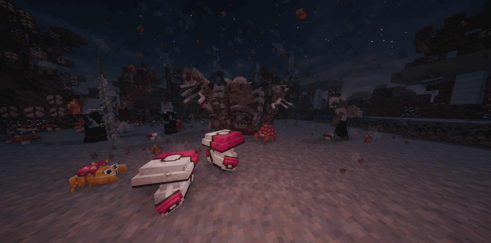 Thumbnail Paras, Parasect, Foongus and Amoongus near a Proto-Hivemind which is currently constructing its dome.