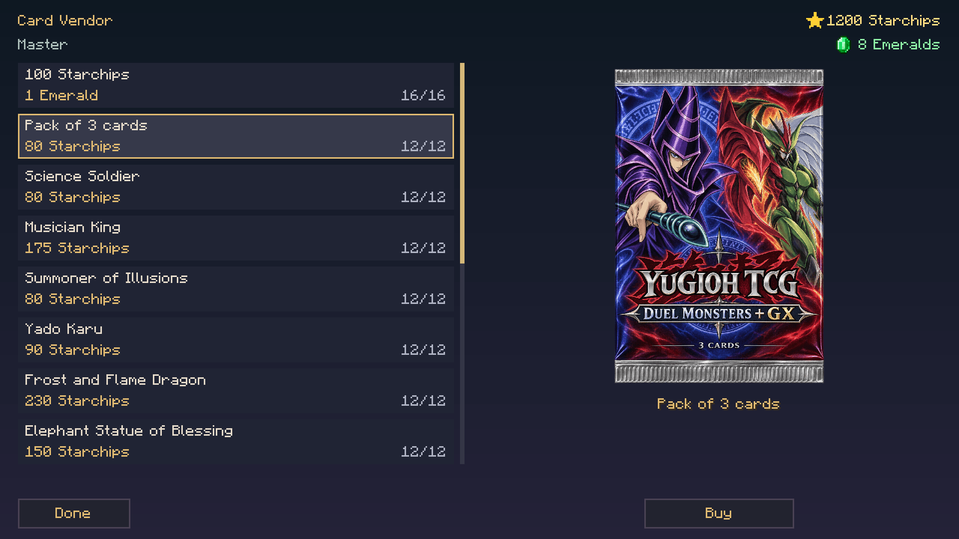 The Card Pack offer in the Card Vendor shop, priced at 80 Starchips.