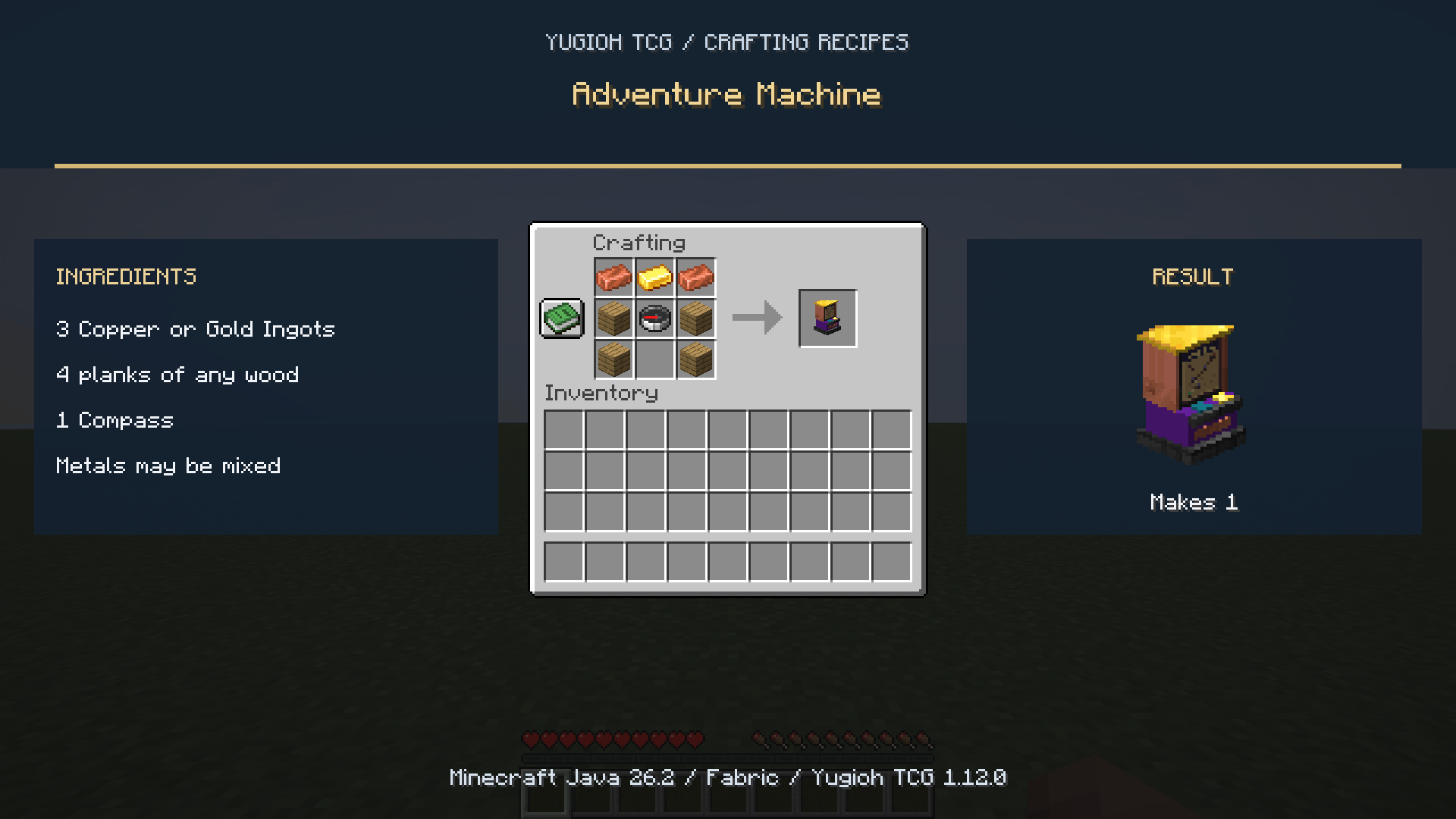 Adventure Machine crafting recipe with a Compass in the center.