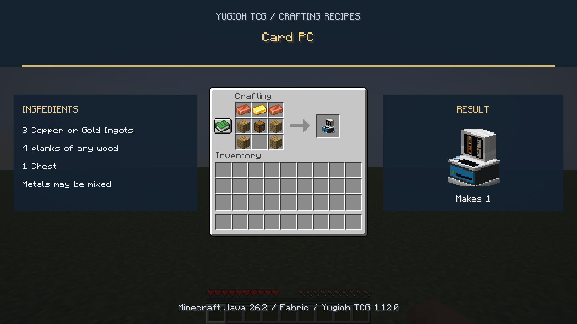 Card PC crafting recipe with a Chest in the center.