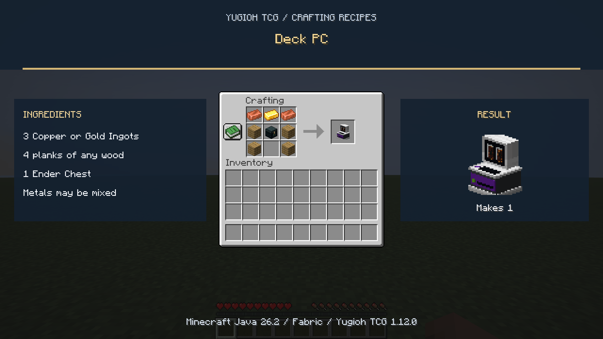 Deck PC crafting recipe with an Ender Chest in the center.