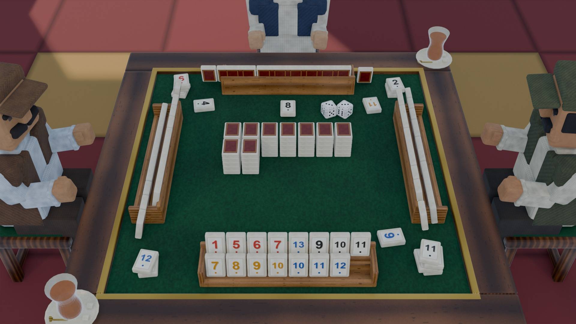 Thumbnail The table from above - 2x2 blocks, four seats, four istaka racks