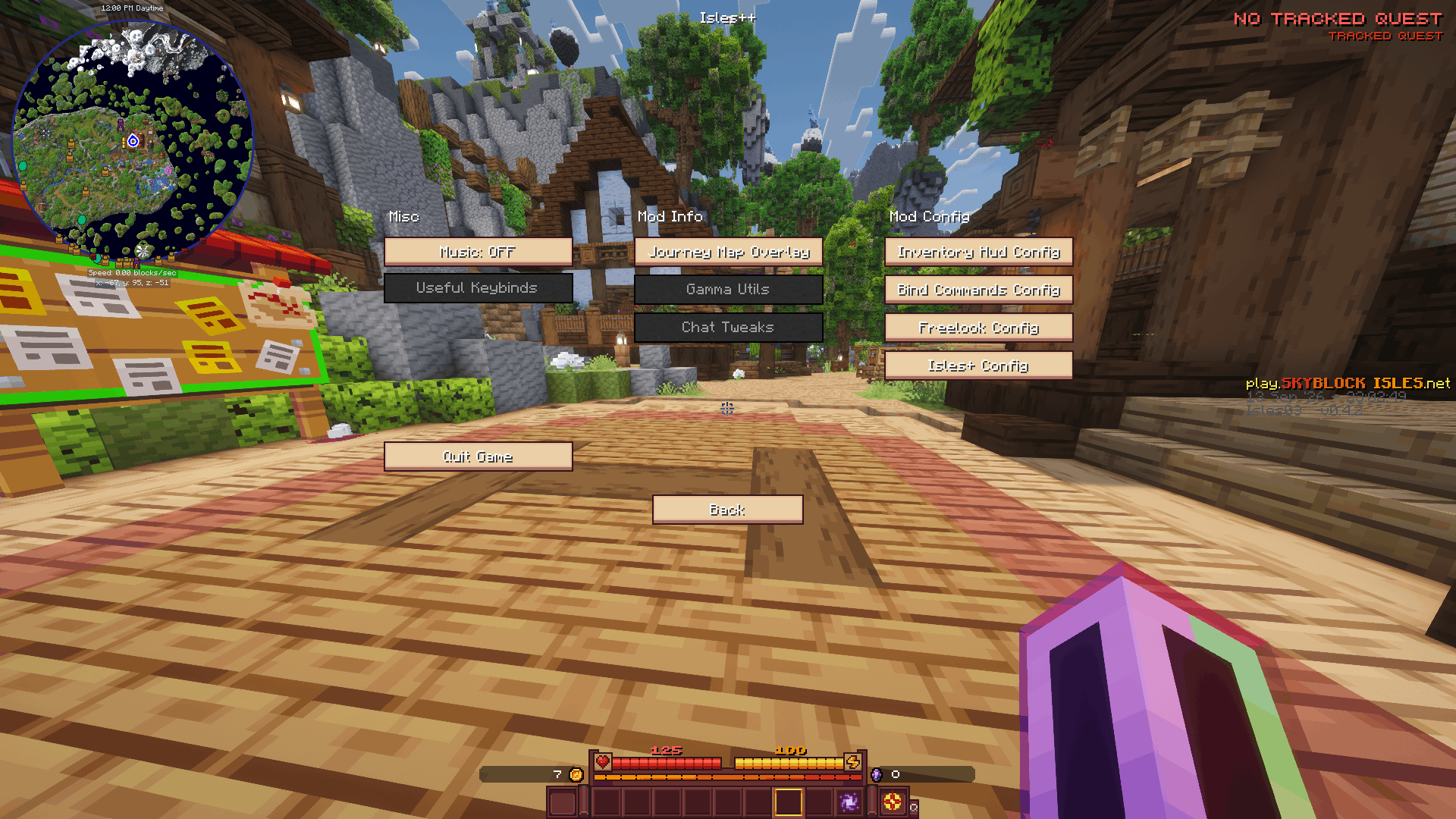 Shortcuts and descriptions for important mods and settings