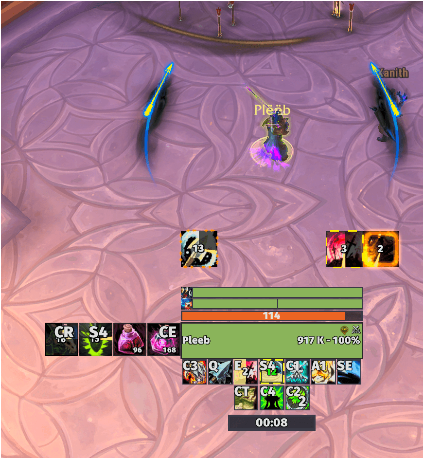 UI with some custom trackers (Icons and CD / Charges) - active