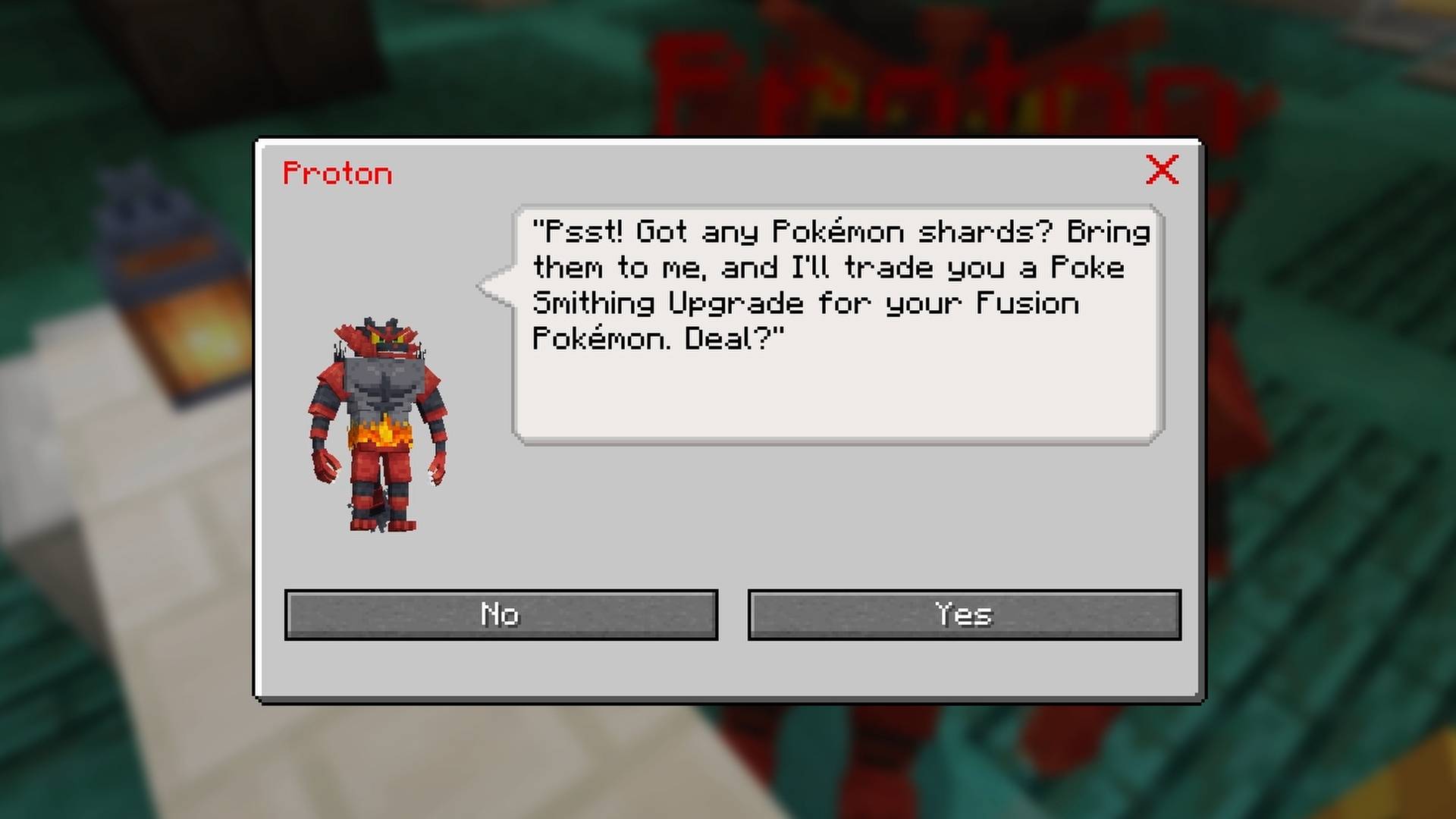 Thumbnail ou can interact and trade with certain NPCs—like trading Pokémon shards with Proton to get a Poke Smithing Upgrade for your Fusion Pokémon!