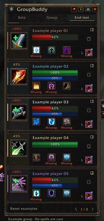 List of people with missing buffs, healing and decursive