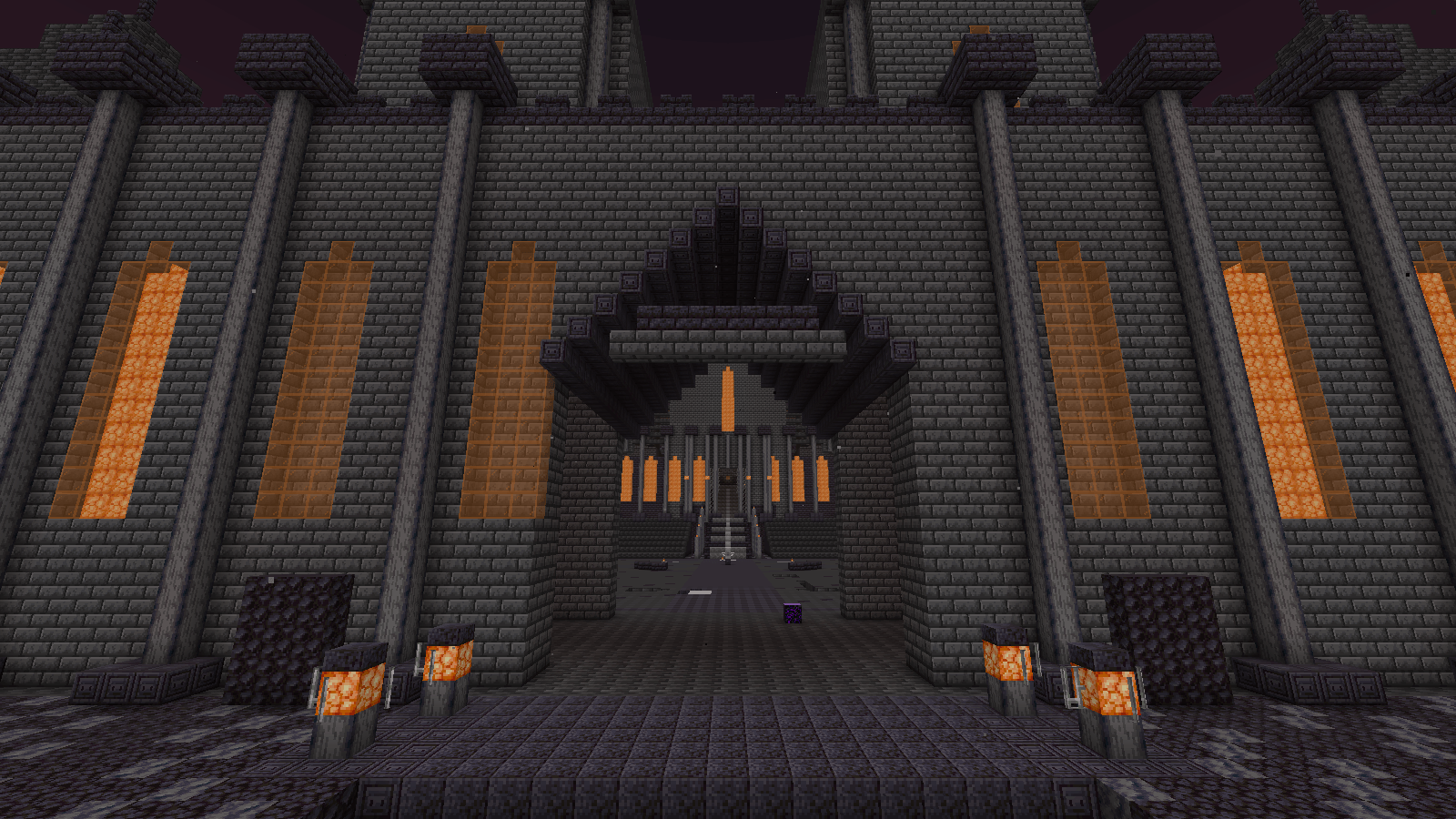 The Gothic gateway into Hell’s palace, captured in Minecraft