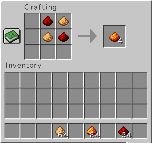 The recipe works in both the 2×2 inventory crafting grid and a 3×3 crafting table, producing 4 Inlight