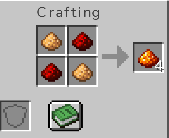 The recipe works in both the 2×2 inventory crafting grid and a 3×3 crafting table, producing 4 Inlight.
