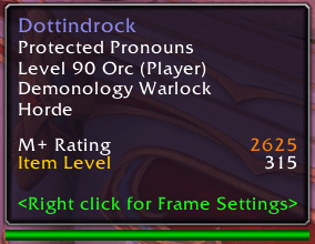 Shows M+ Rating and Item Level