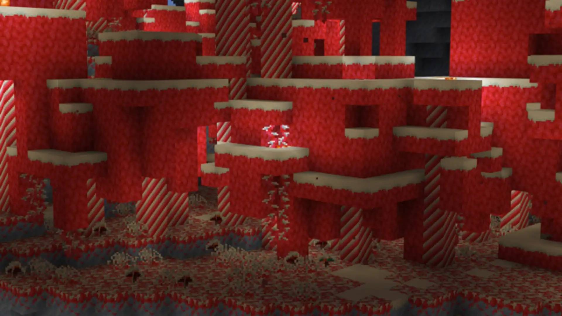 A crimson forest grown from candy cane stems