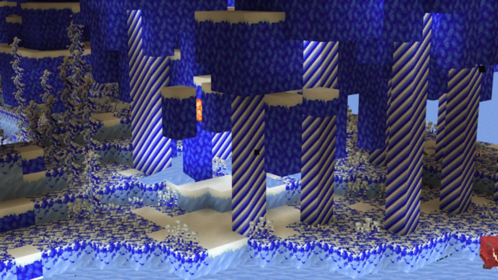 A warped forest grown from candy cane stems