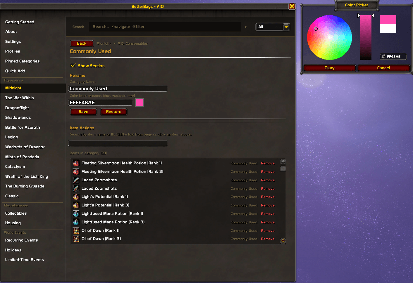 BetterBags AIO Colour Picker