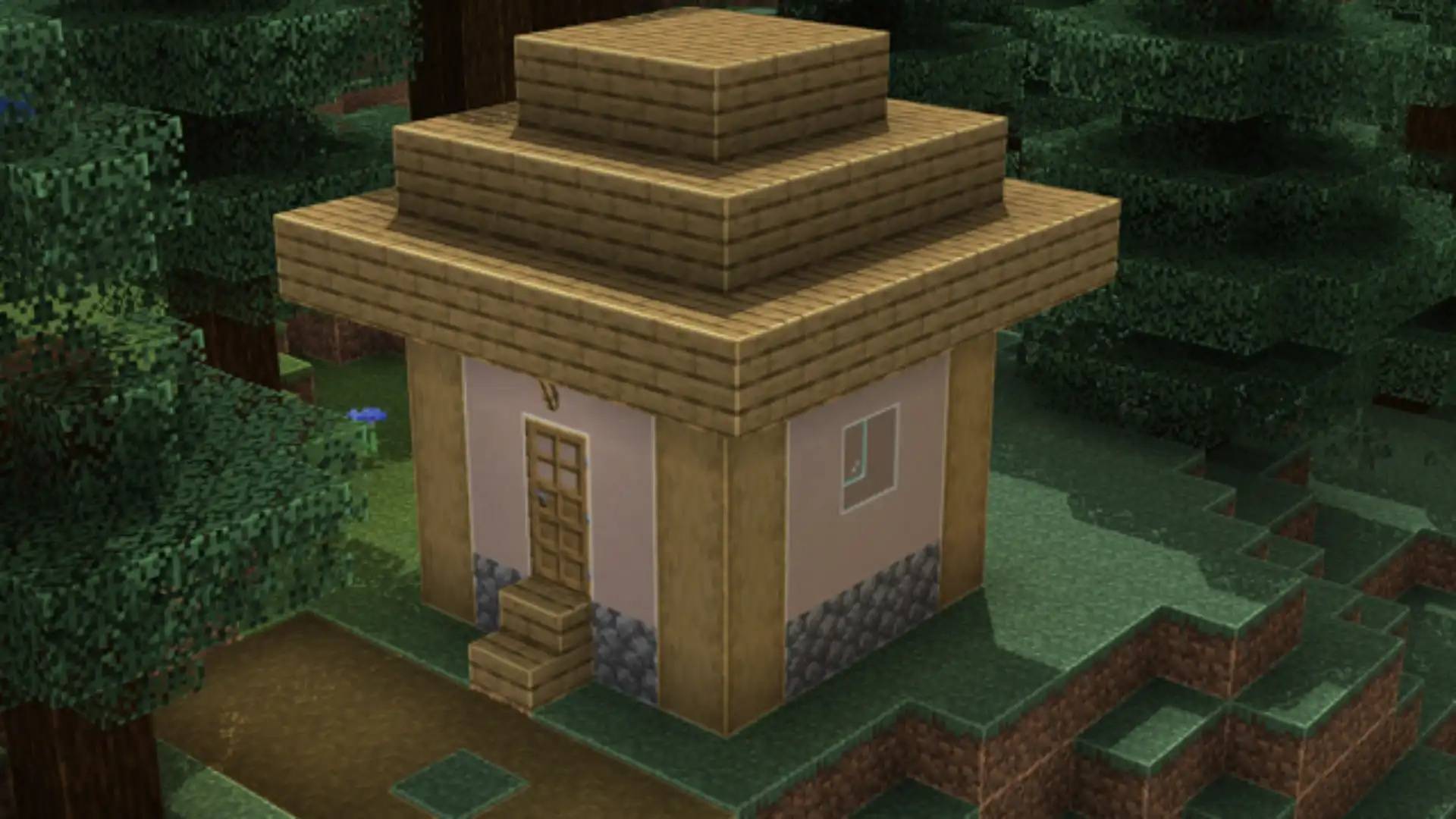 A village house with every block outlined