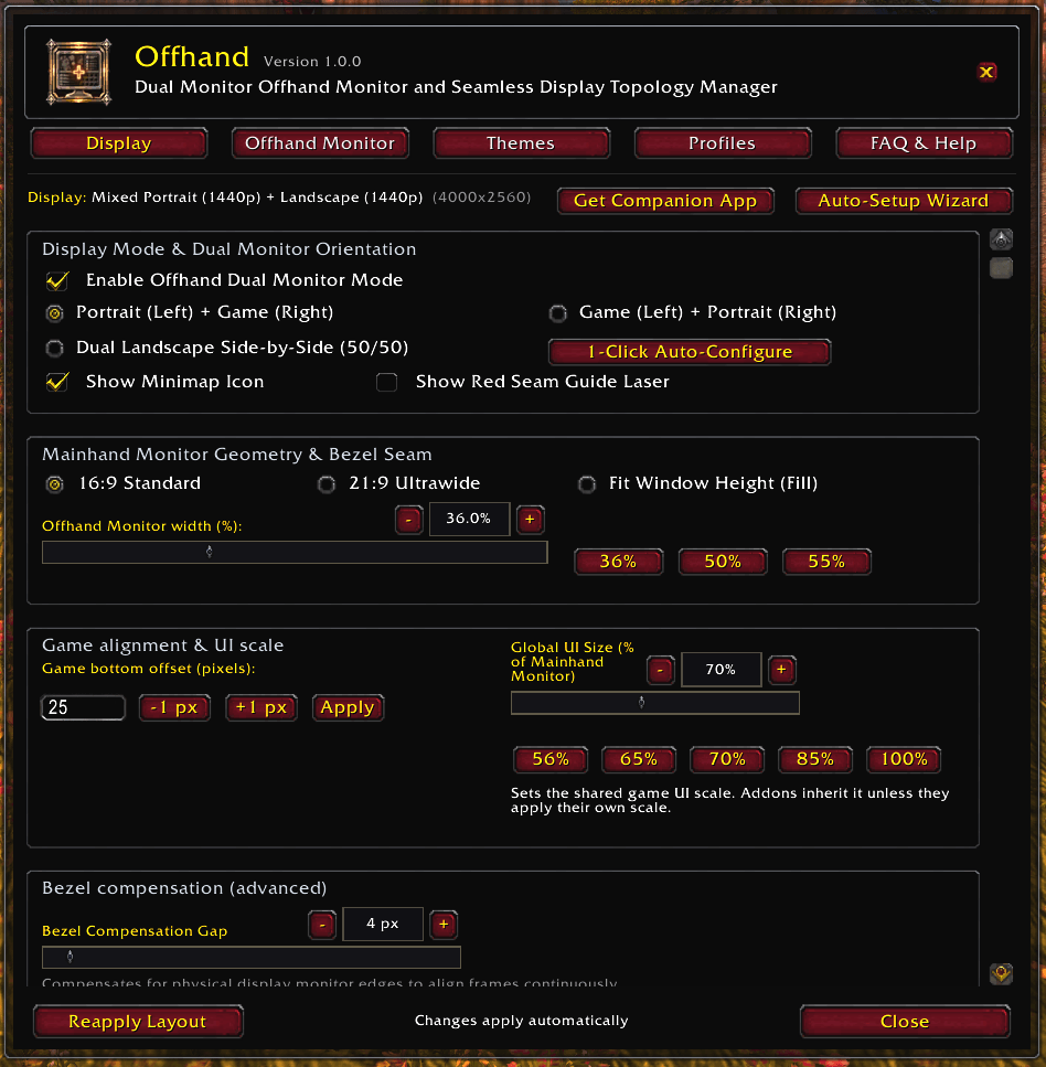 Thumbnail The Offhand Settings UI.