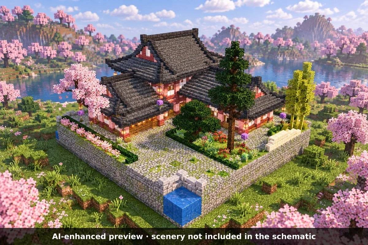 AI-enhanced preview: the scenery around the build is not part of the download.