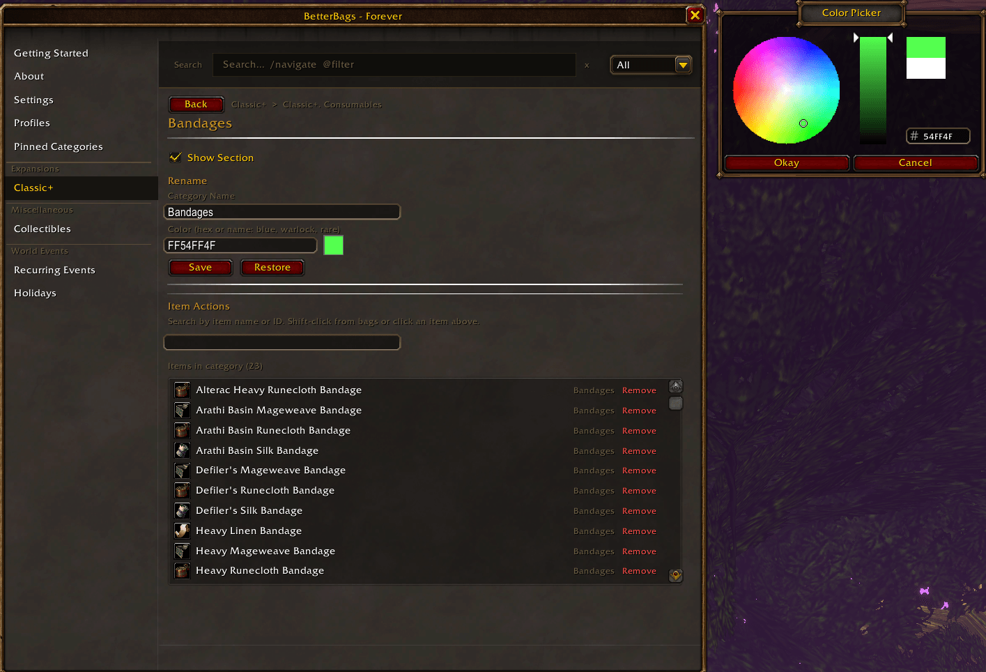 BetterBags Forever Colour Picker