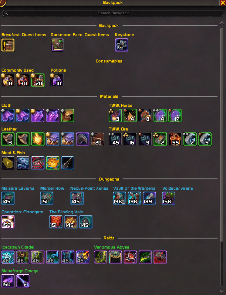 BetterBags Vertical Layout