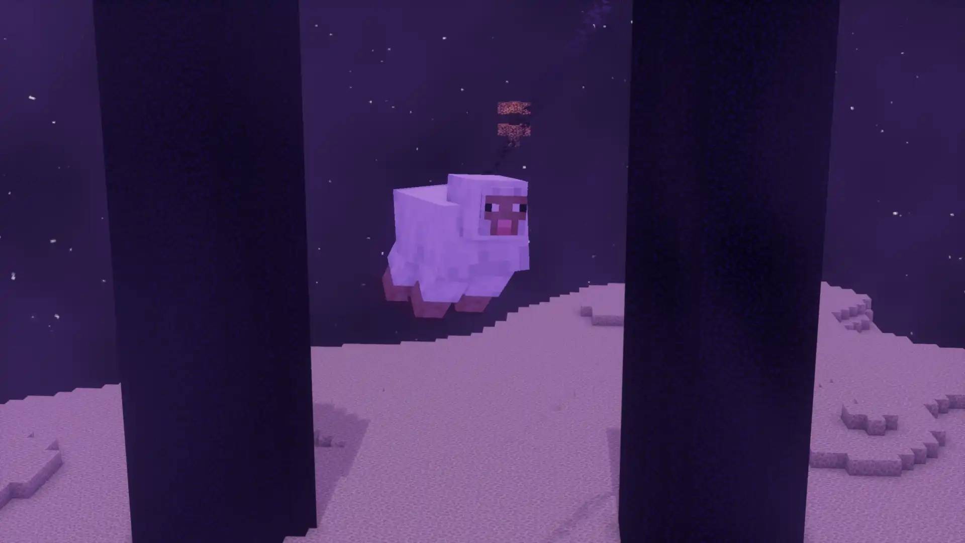 The sheep circling the obsidian pillars