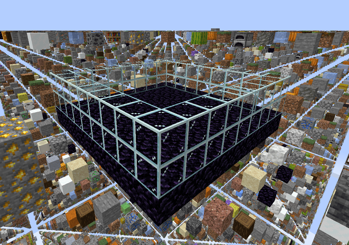 Thumbnail A caged obsidian pad hanging in the lattice — the one piece of solid ground in the world, and where the void puts you back.