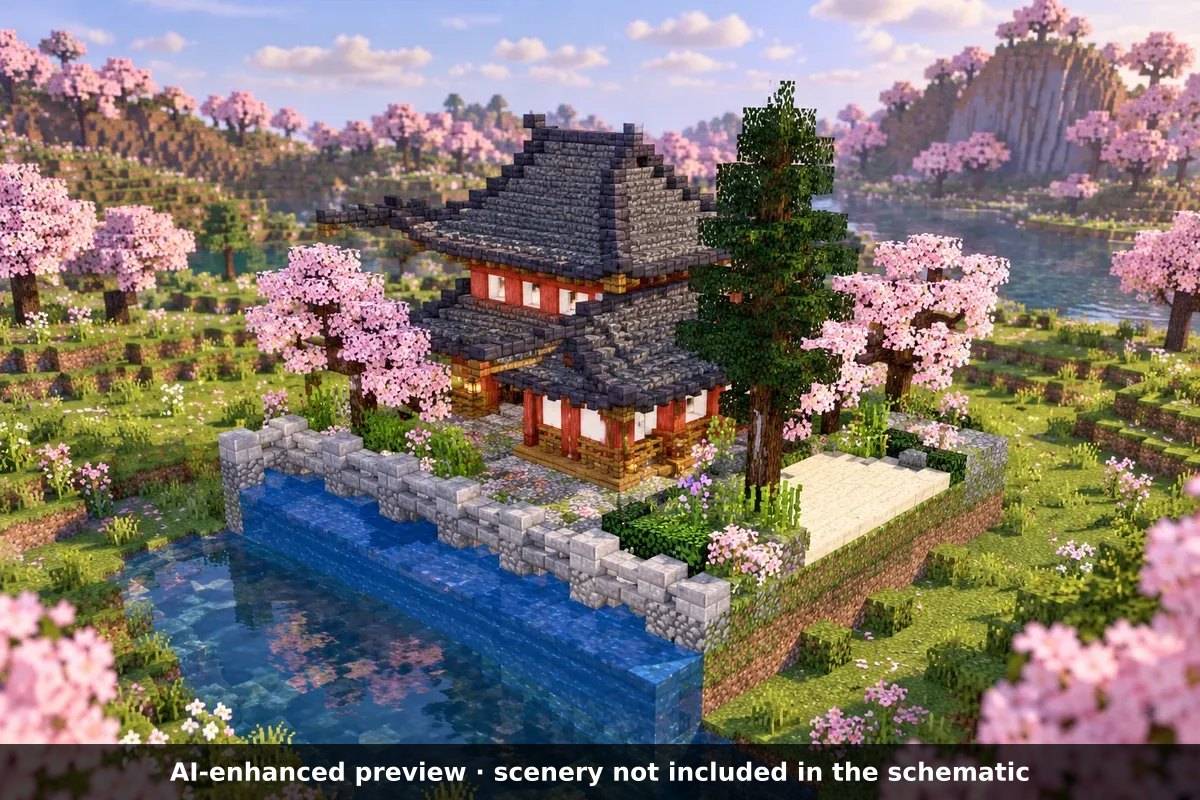 AI-enhanced preview: the scenery around the build is not part of the download.