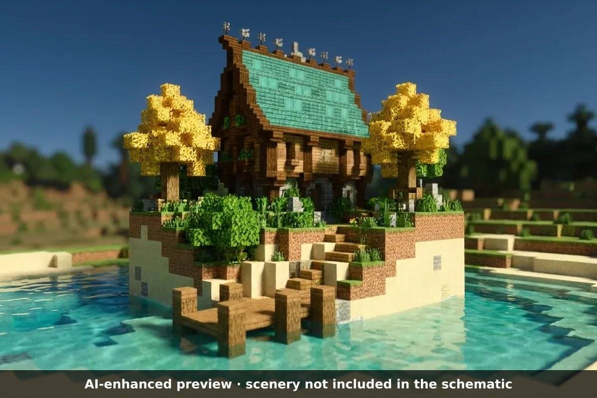 AI-enhanced preview: the scenery around the build is not part of the download.