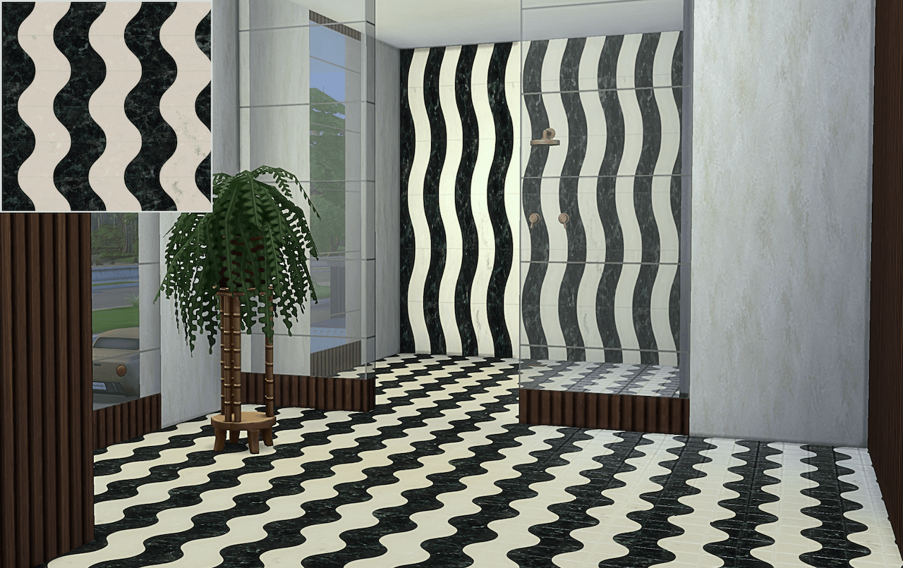 Wavy Marble Wall and Wavy Marble Floor