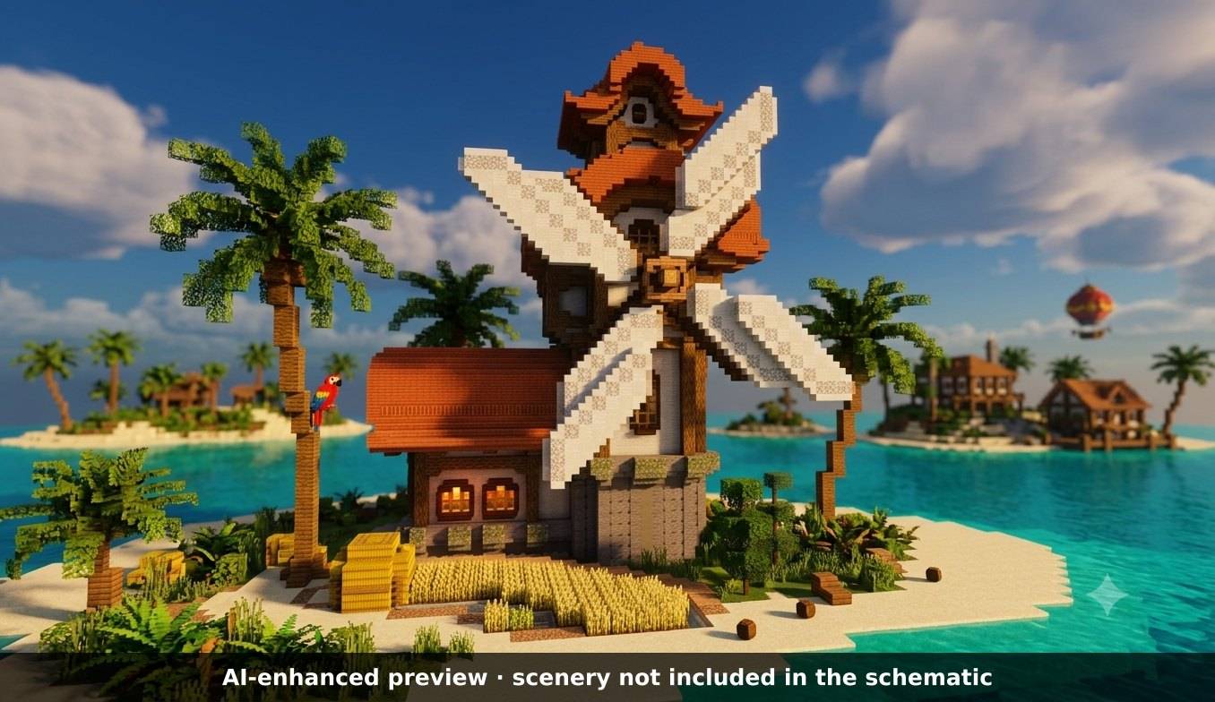 AI-enhanced preview: the scenery around the build is not part of the download.