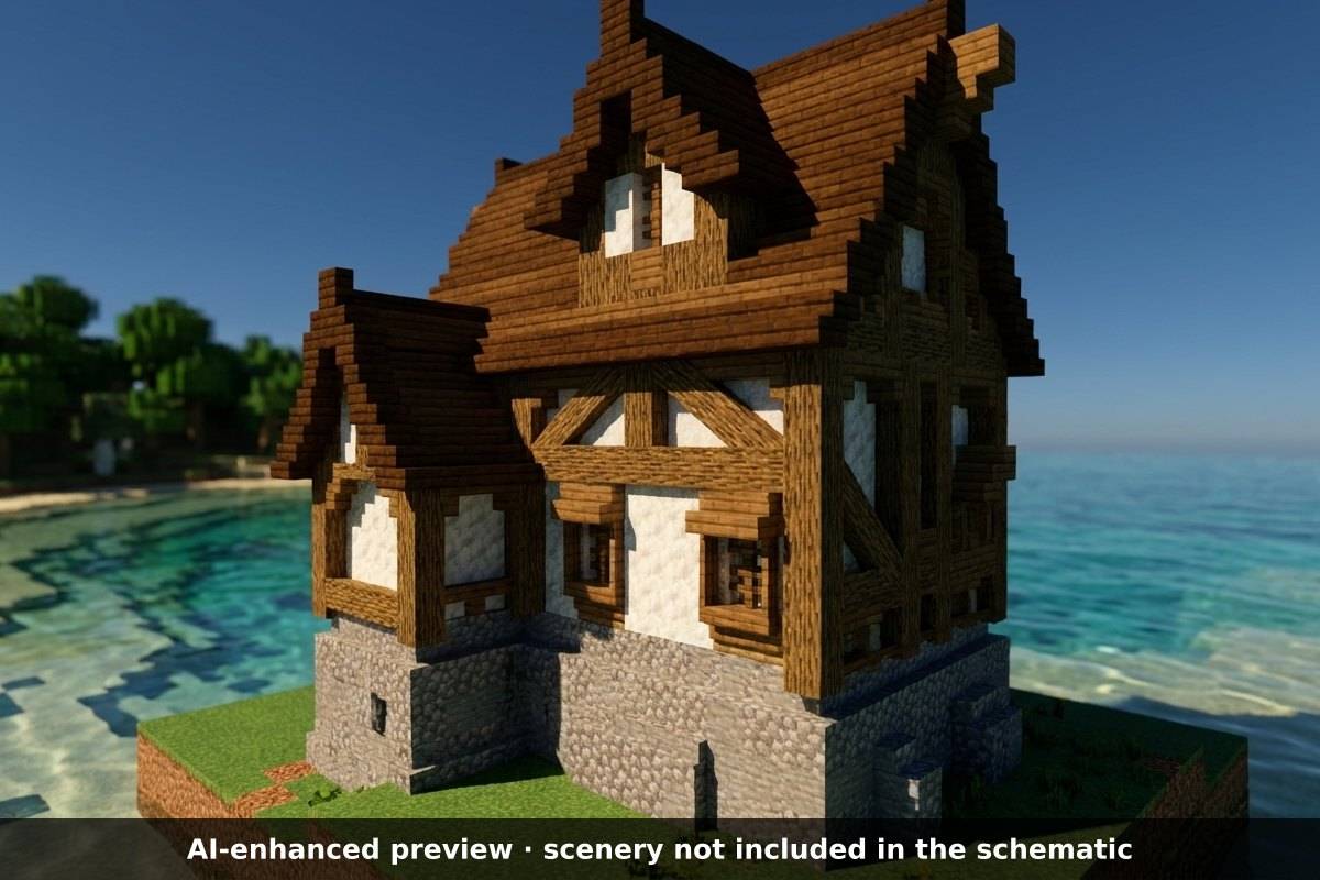 AI-enhanced preview: the scenery around the build is not part of the download.