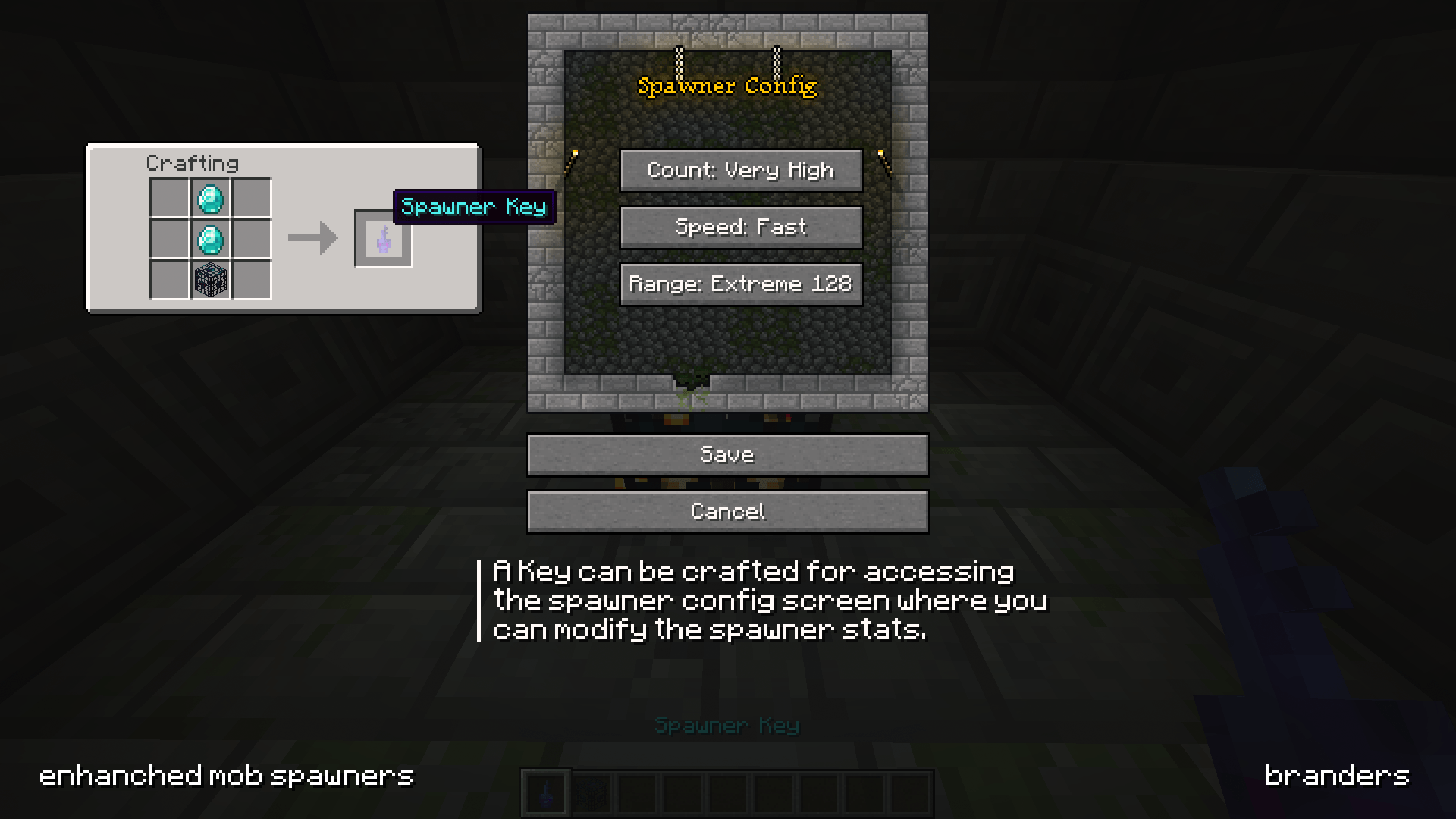 Thumbnail Spawner configuration — range & spawn controls (in-game screenshot)