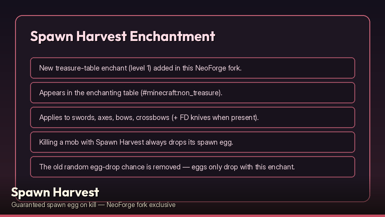 Thumbnail Spawn Harvest enchant — guaranteed spawn egg on kill