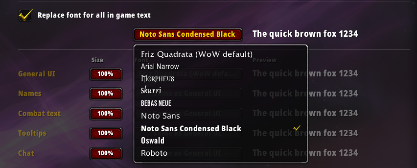 Font Manager settings