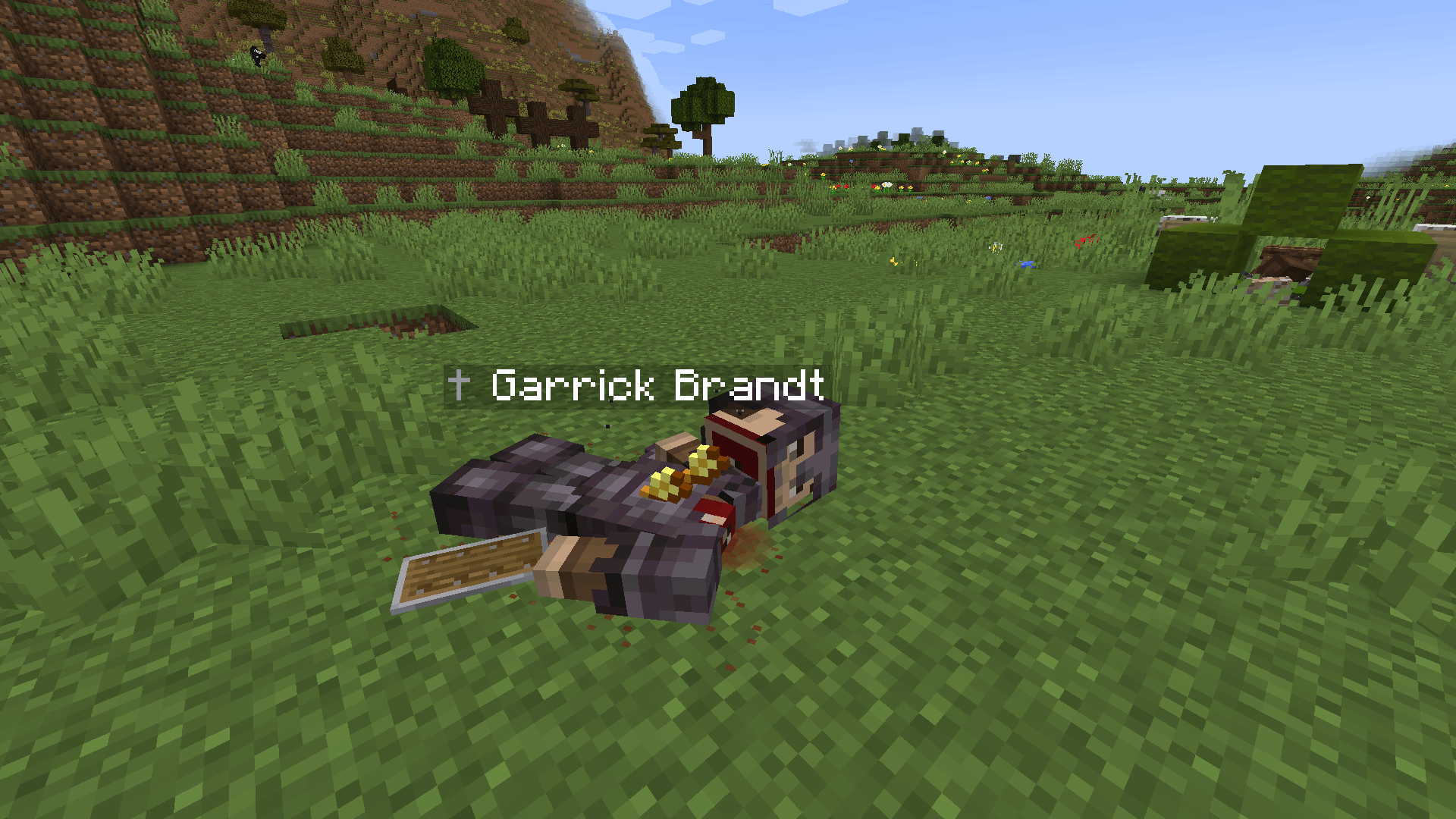 A corpse found out in the open, still carrying what it had on it