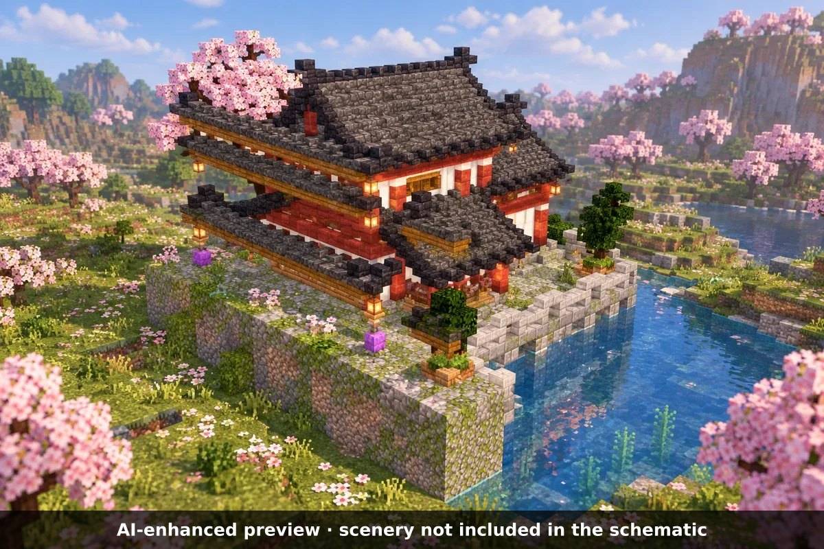 AI-enhanced preview: the scenery around the build is not part of the download.
