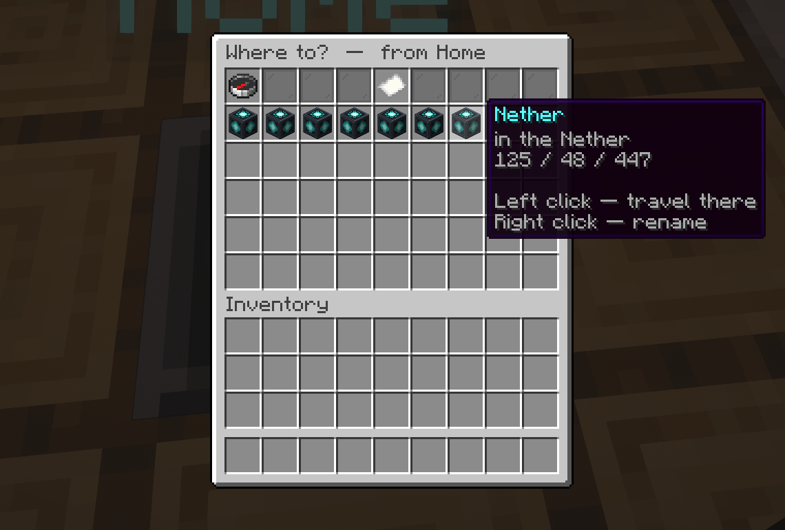 Every other teleporter in the world, with distance, direction and coordinates on hover.