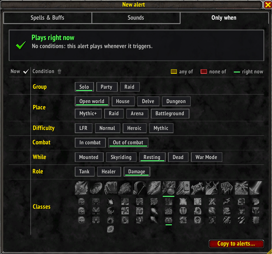 Only When Settings