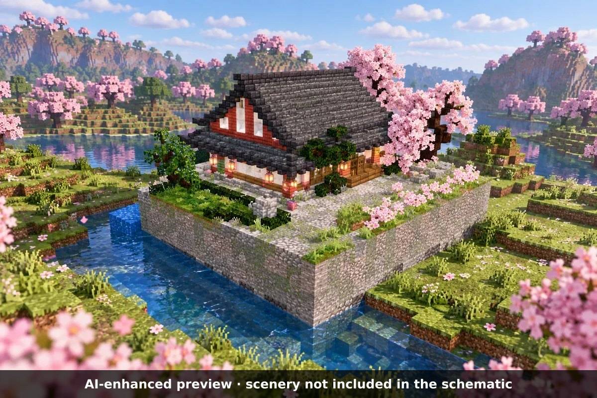 AI-enhanced preview: the scenery around the build is not part of the download.
