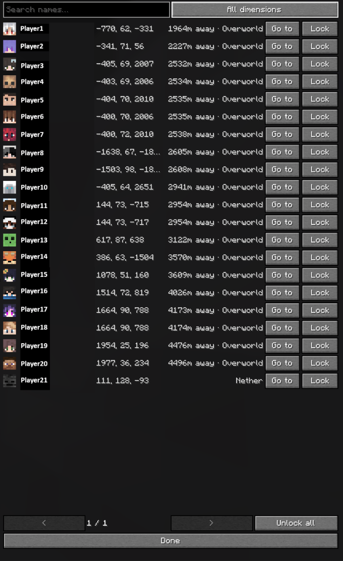 This is what your player list will look like in the map. It makes look up easy if you play on a server with many people.